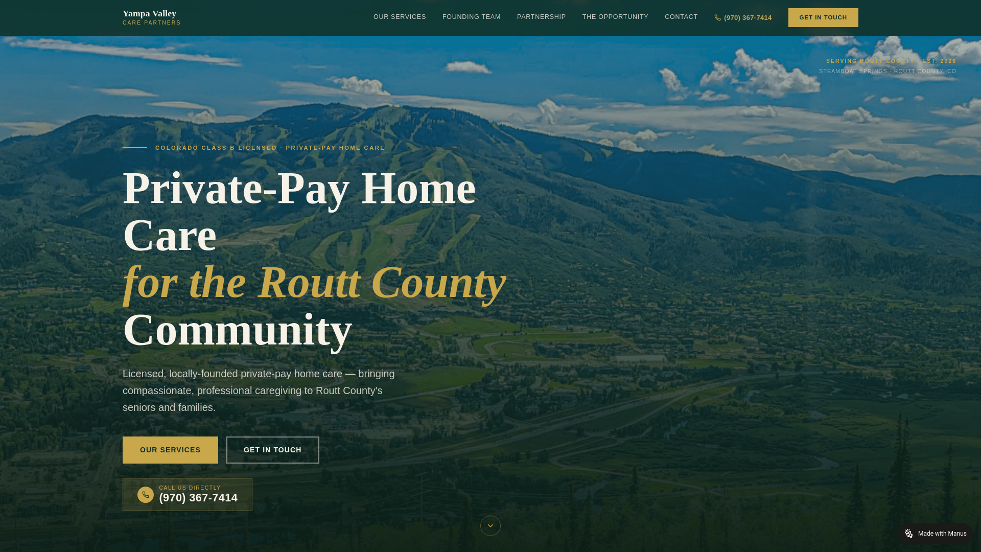 website screenshot of https://yampavalleycarepartners.com/