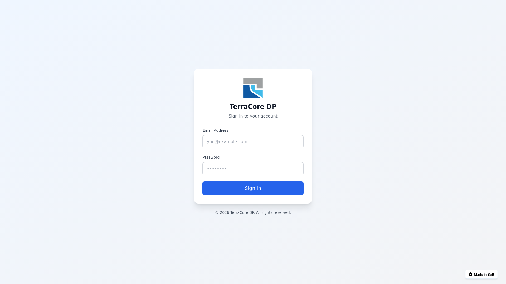 website screenshot of https://terracore-dp.com