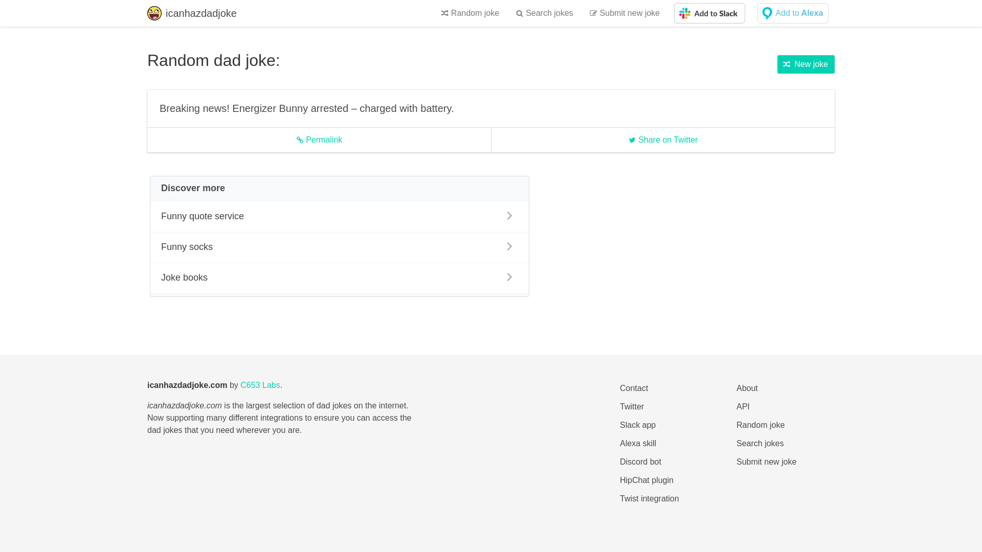 website screenshot of https://icanhazdadjoke.com/