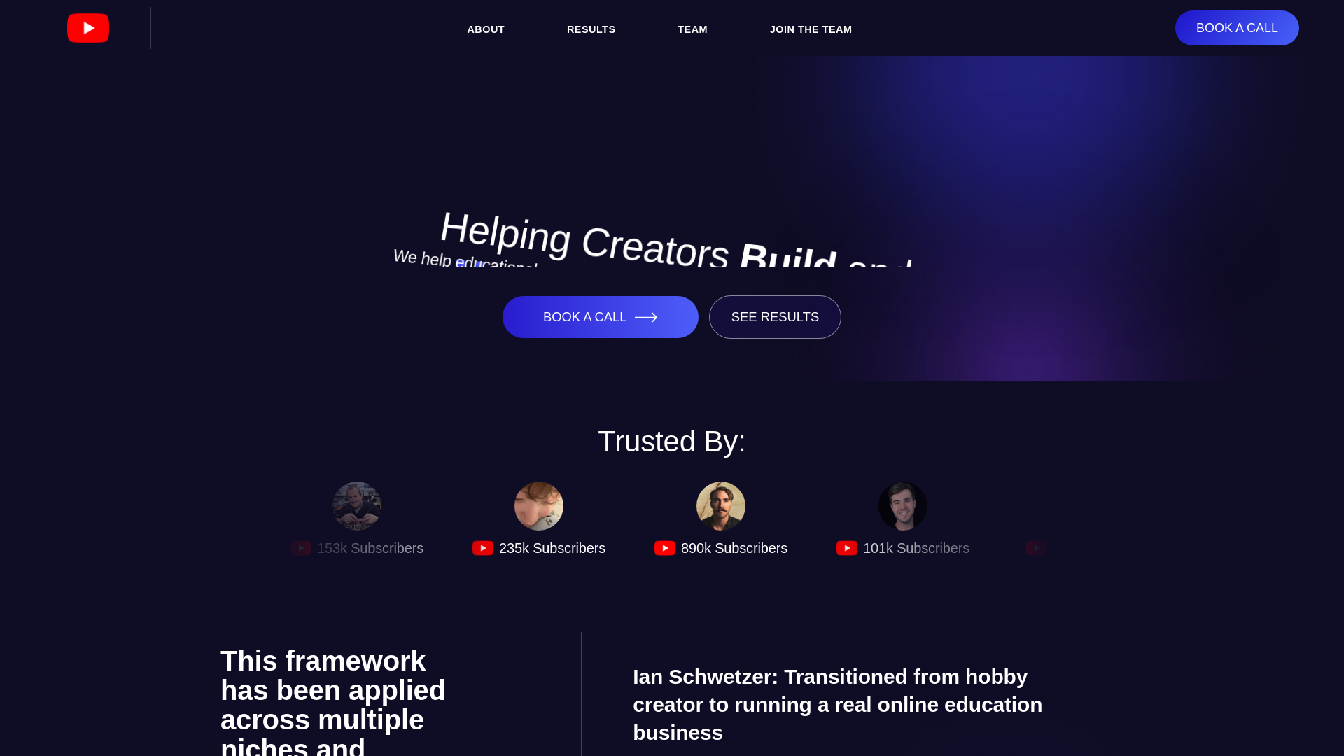 website screenshot of https://webcreatoroperator.co/