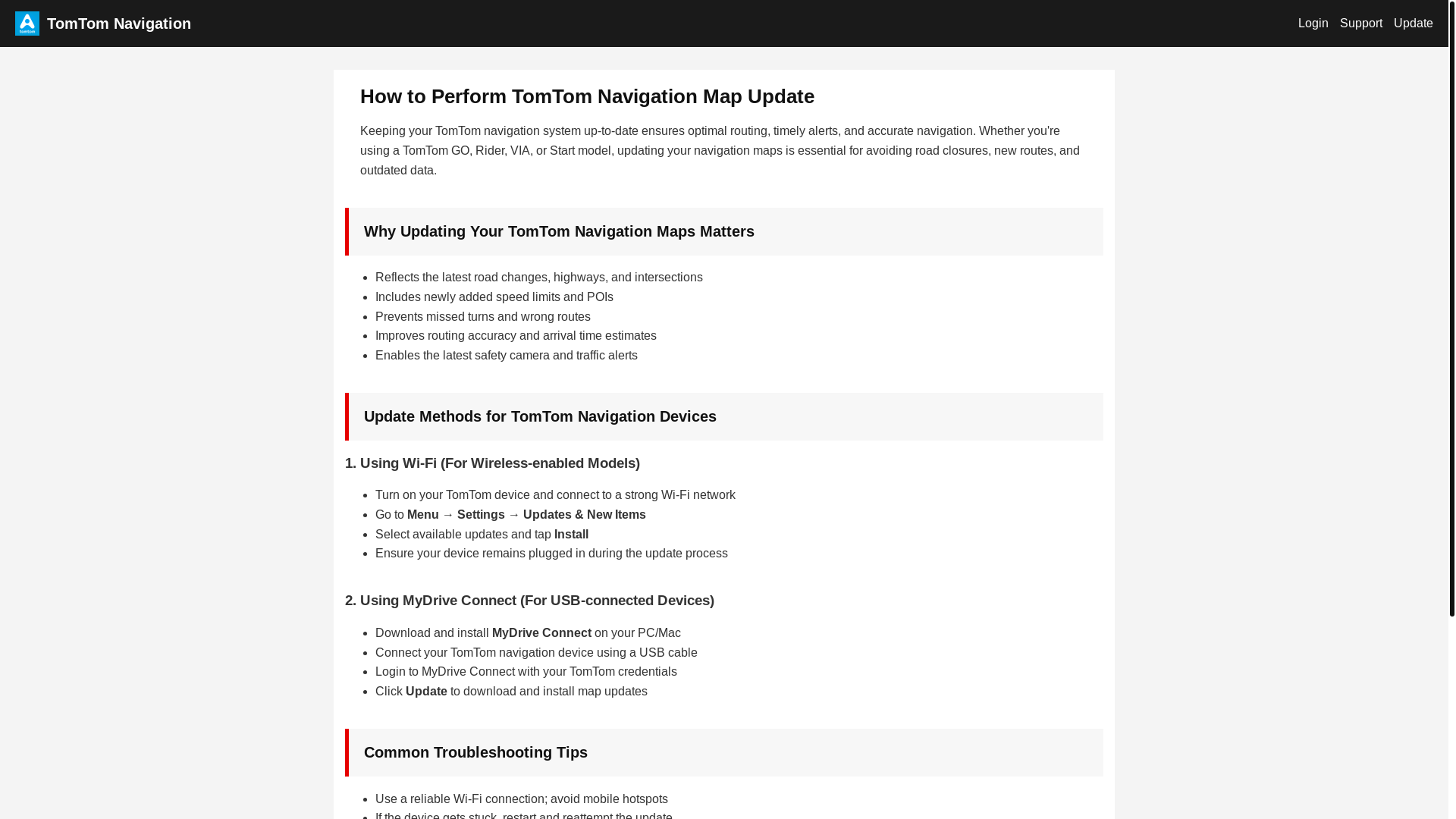 website screenshot of https://tomtom-navigation.pages.dev/