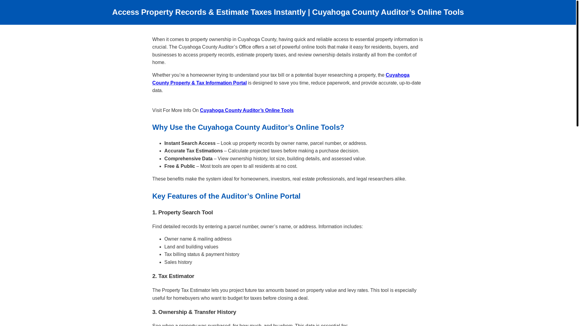 website screenshot of https://cuyahogacountyauditors.pages.dev/