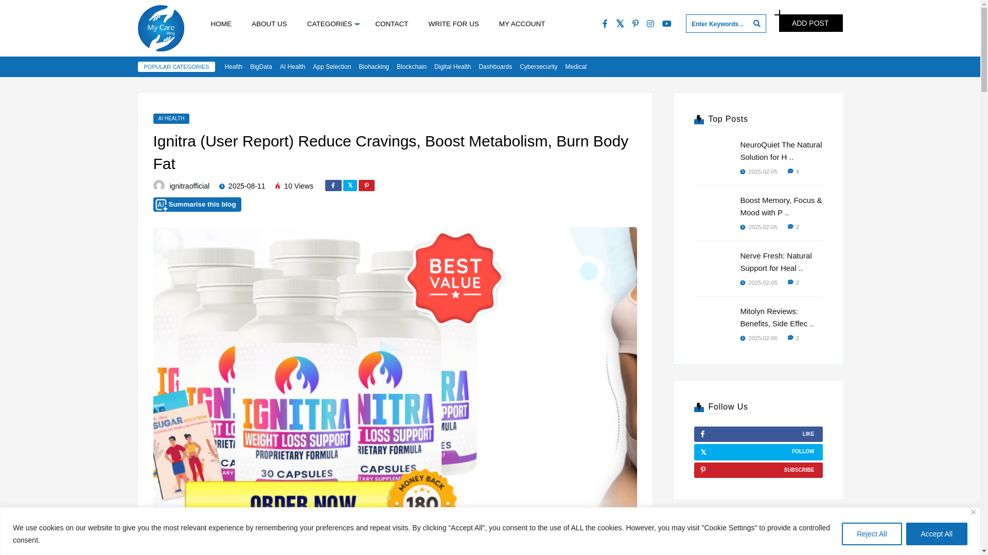 website screenshot of https://blog.mycareindia.co.in/ignitra-user-report-reduce-cravings-boost-metabolism-burn-body-fat/