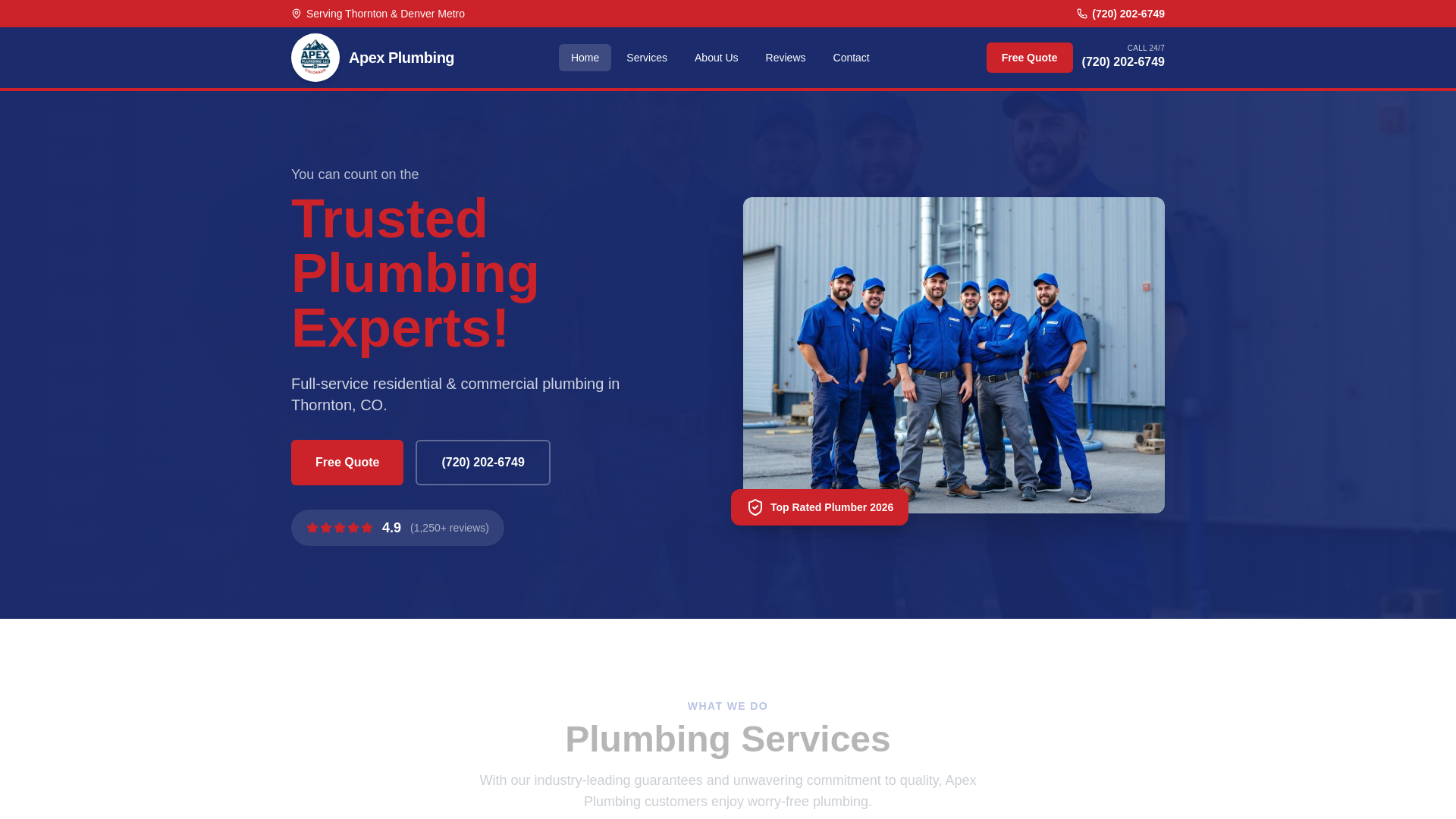 website screenshot of https://apexplumbingllc.net/