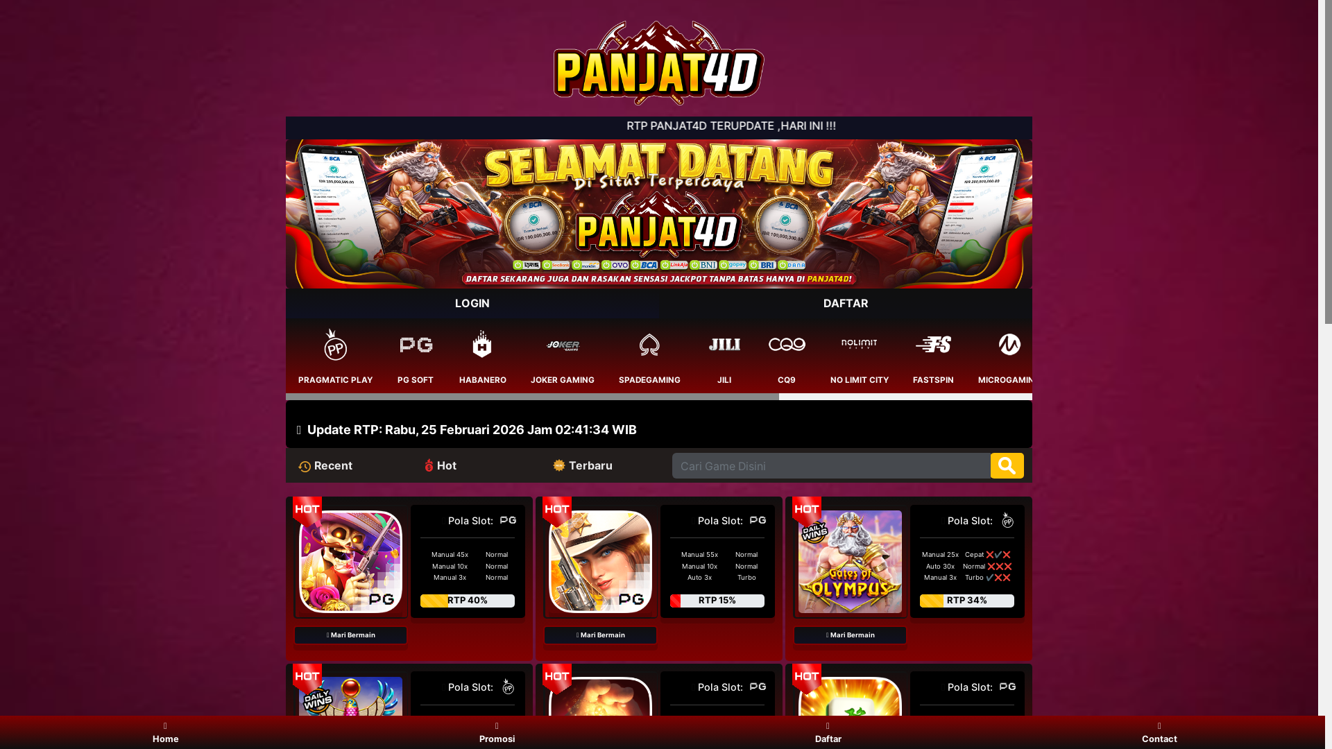 website screenshot of https://rtppanjat4d.pages.dev/