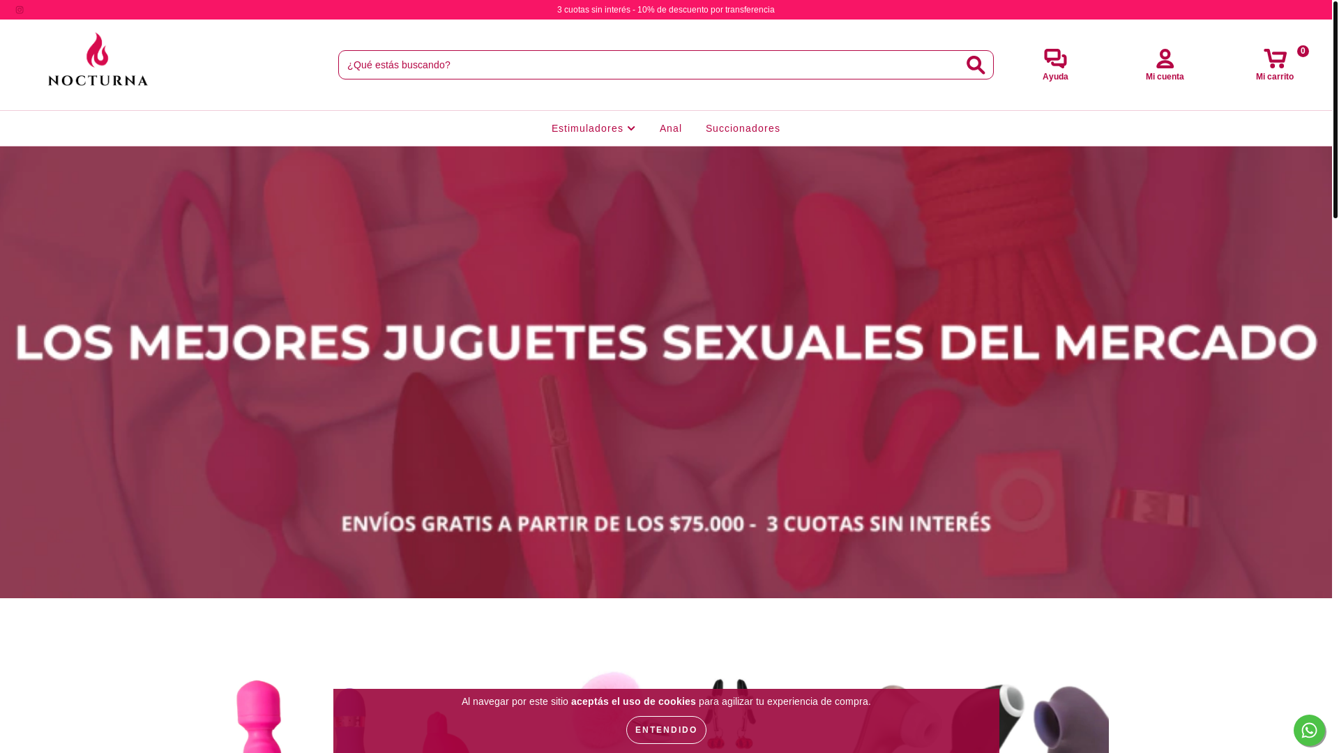 website screenshot of https://nocturnasexshop.com.ar/