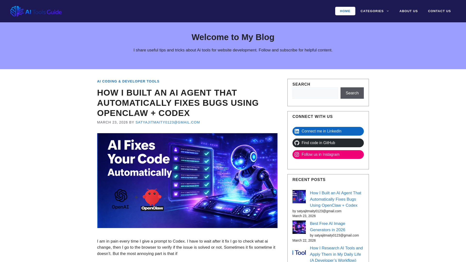 website screenshot of https://aitoolsguide.blog/