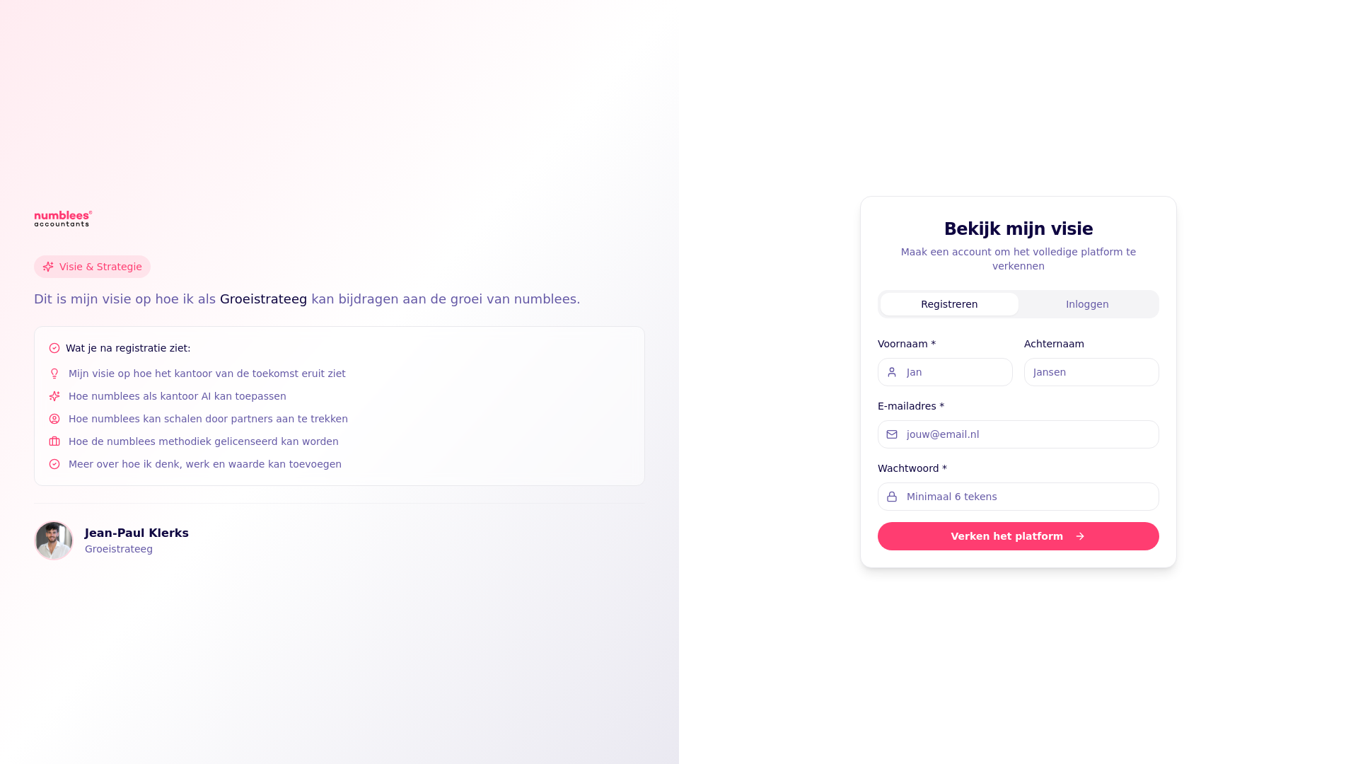 website screenshot of https://numbleesplatform.nl/
