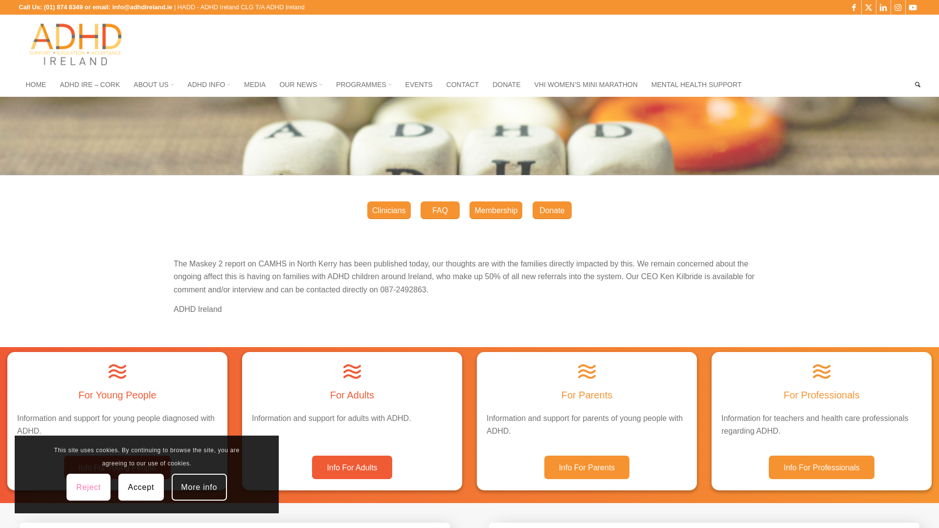 website screenshot of https://adhdireland.ie/