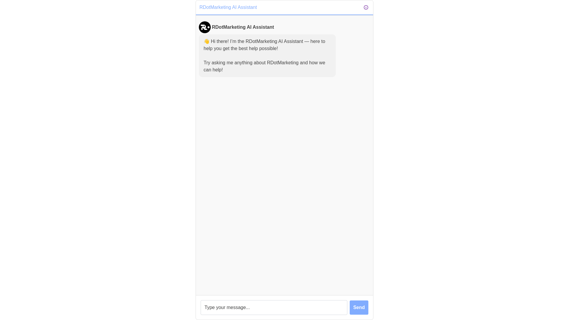 website screenshot of https://rdotmarketing-chatbot-frontend.pages.dev/