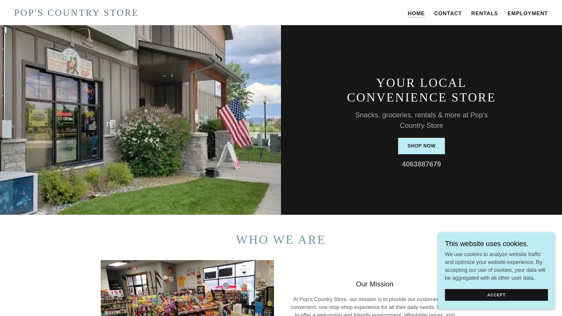 website screenshot of https://popscountrystoremt.com