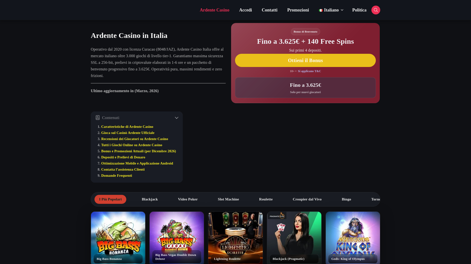 website screenshot of https://gambacasino.es/