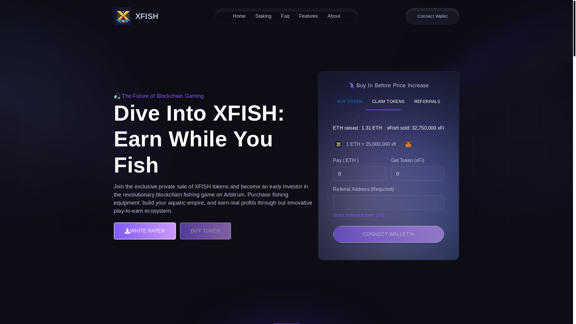 website screenshot of https://xfish-sale-testnet.pages.dev/