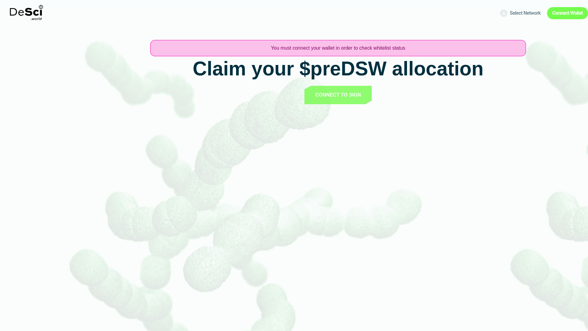 website screenshot of https://claim.desci.world/