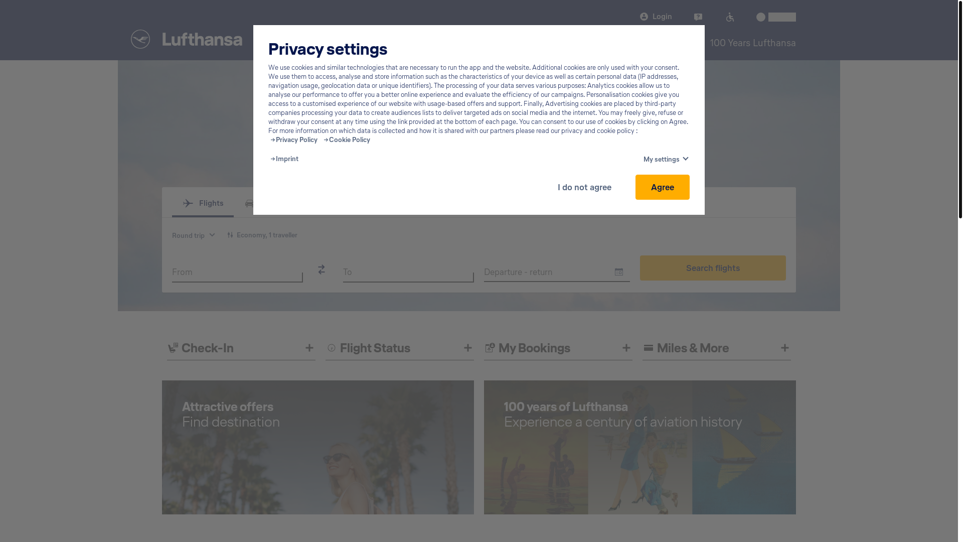 website screenshot of https://lufthansa.com/