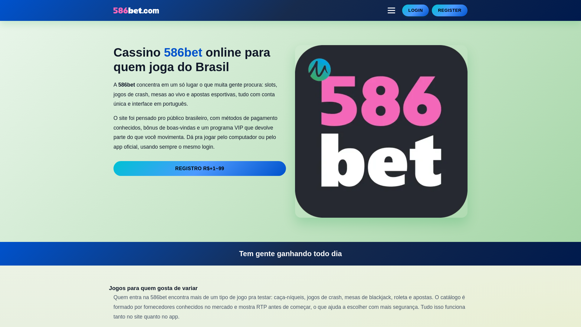 website screenshot of https://586betx.com/