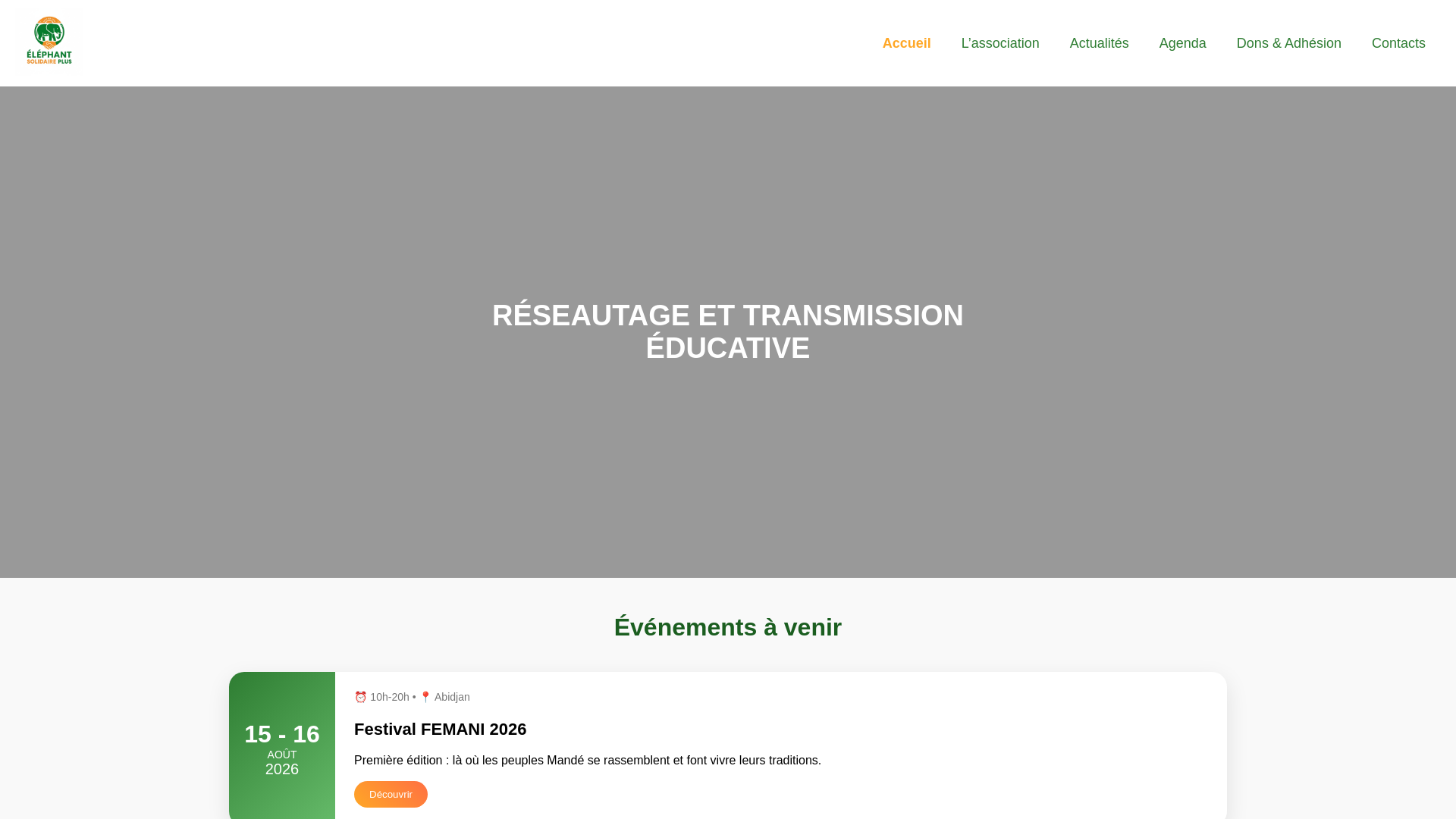 website screenshot of https://elephantsolidaireplus.ci