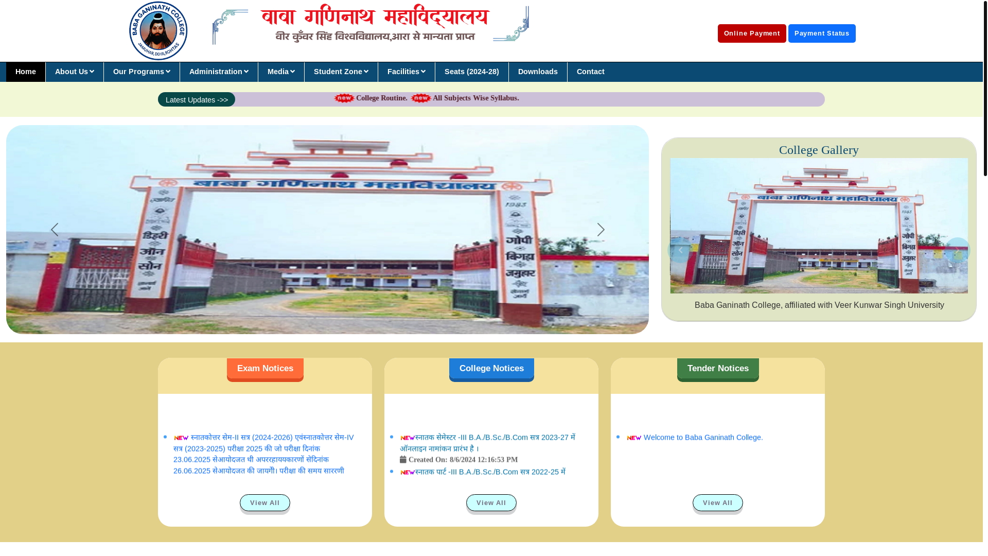 website screenshot of https://babaganinathcollege.com/