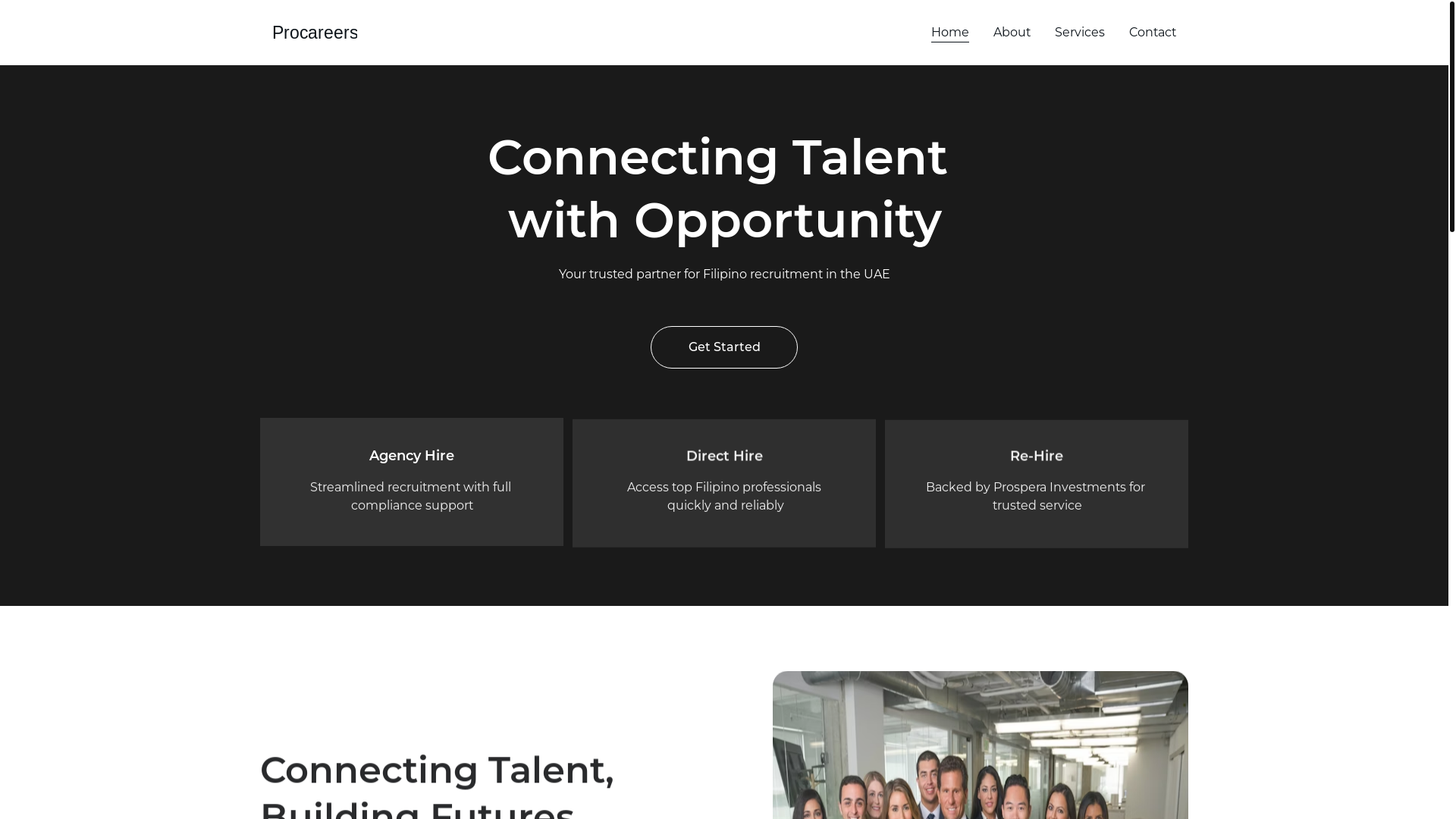 website screenshot of https://proconnectllc.ae/