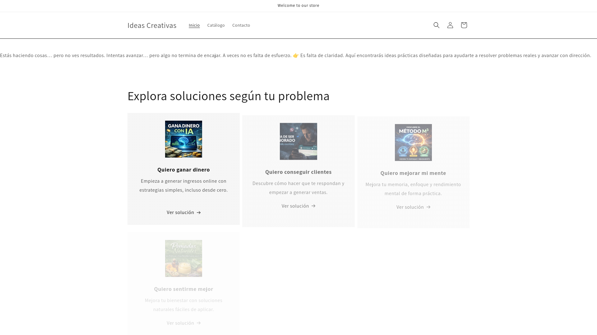 website screenshot of https://ideasquetransforman.store