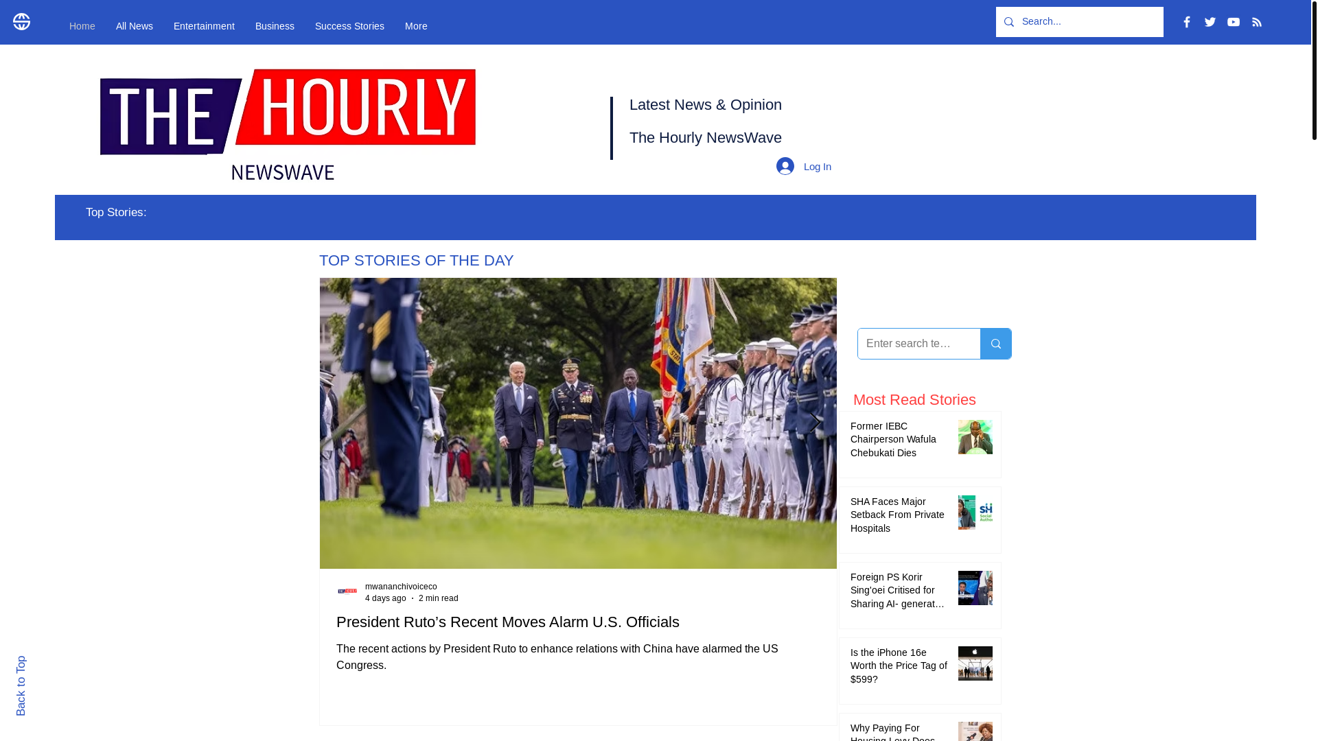 website screenshot of https://thehourlynewswave.co.ke/