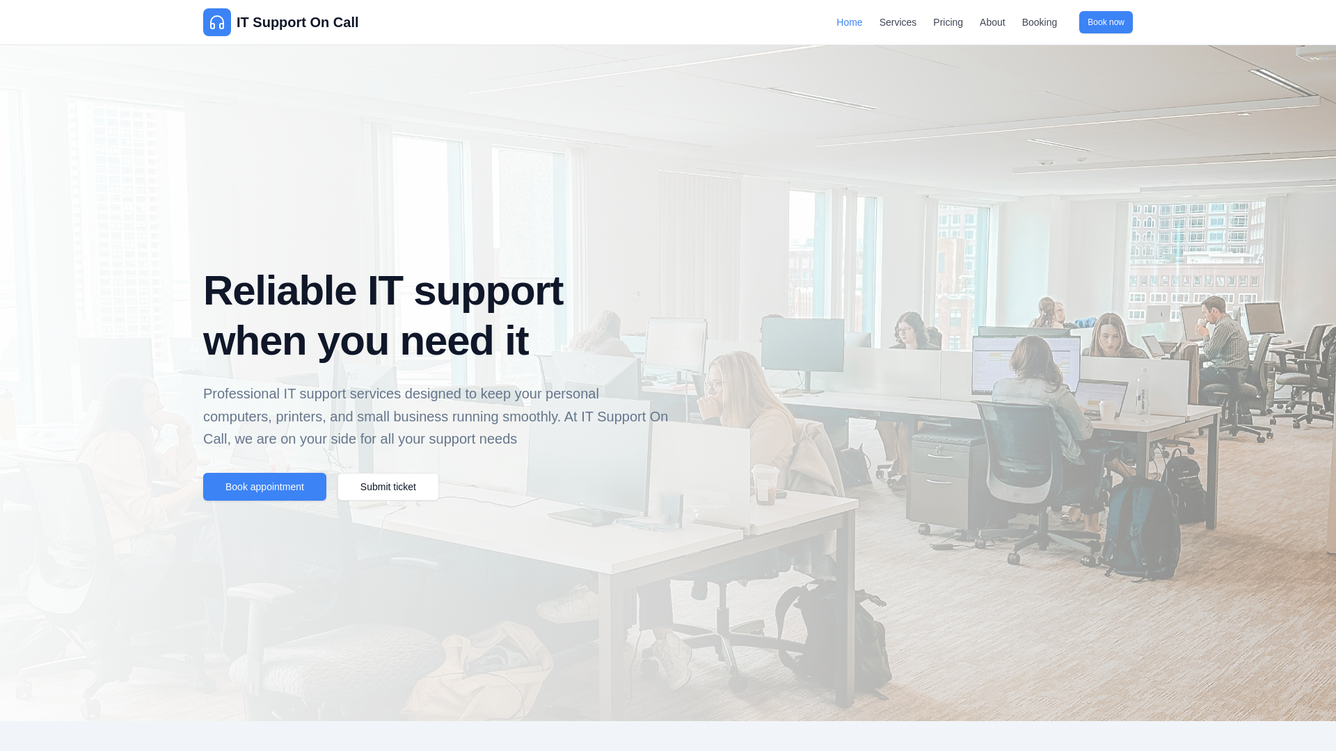 website screenshot of https://itsupportoncall.com/