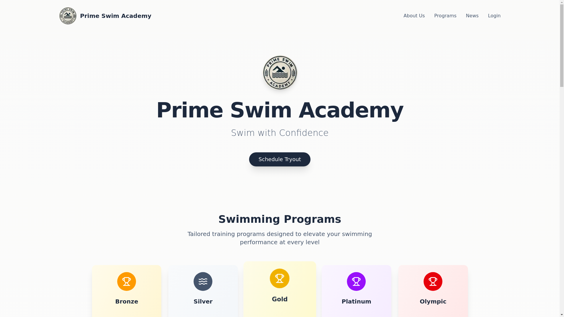 website screenshot of https://primeswimacademy.com/