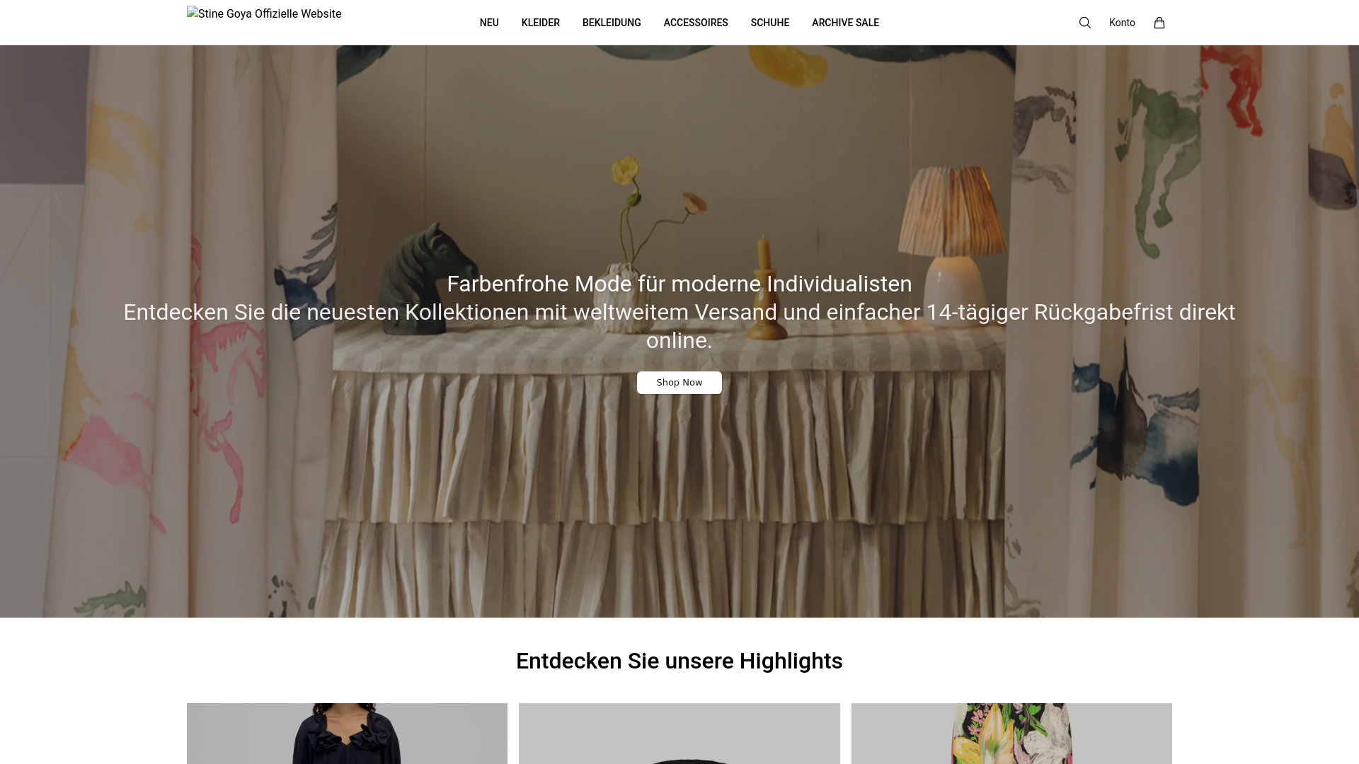 website screenshot of https://shopstinegoya.shop