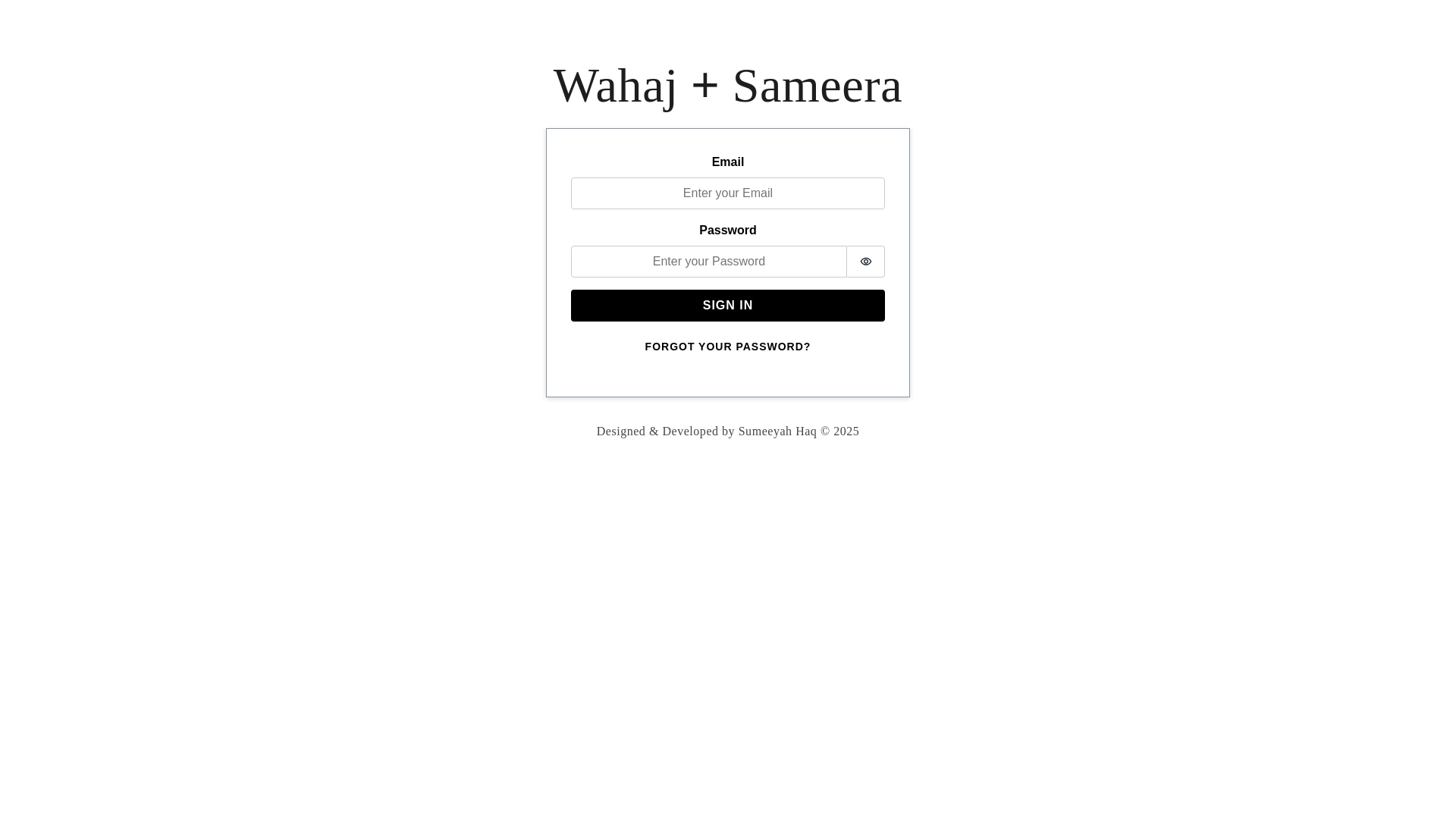 website screenshot of https://wahajandsameera.com/