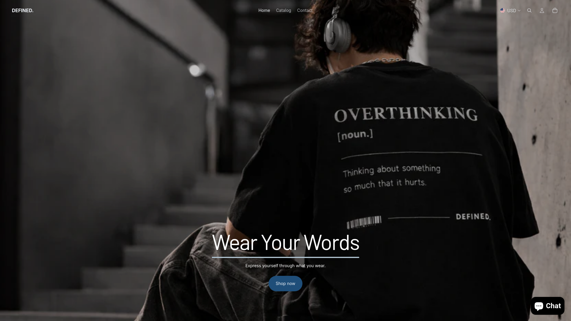 website screenshot of https://definedtee.store