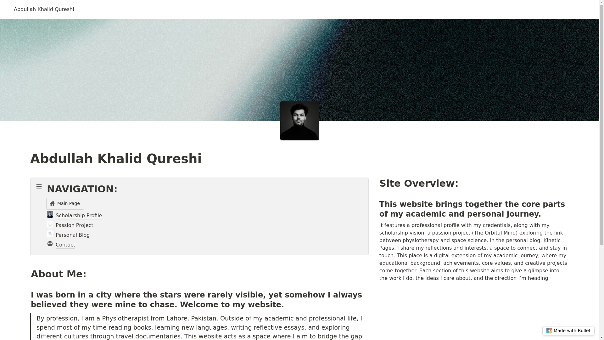 website screenshot of https://abdullahkhalidqureshi-bullet.pages.dev/