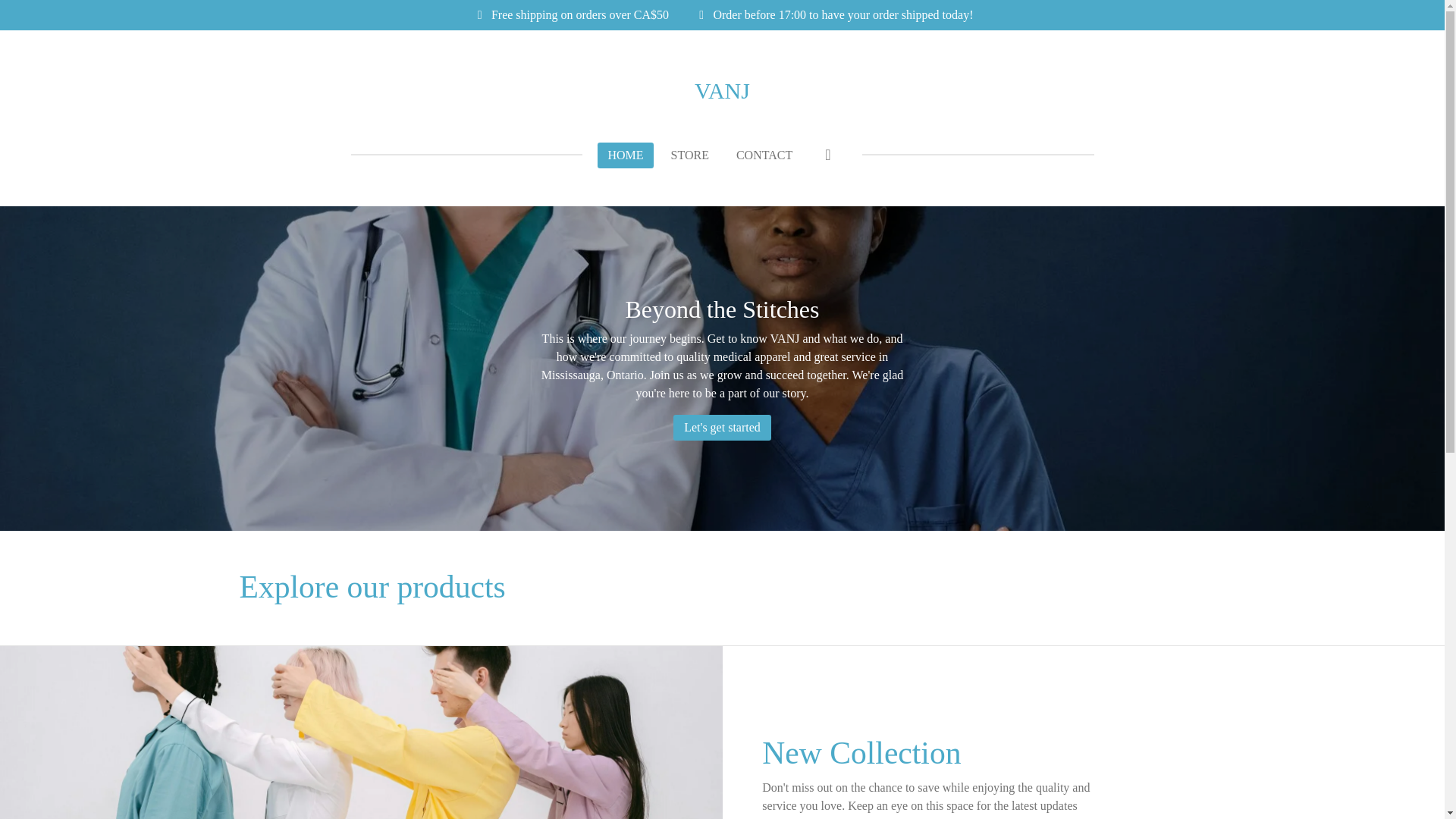 website screenshot of https://vanjmedapparel.com/