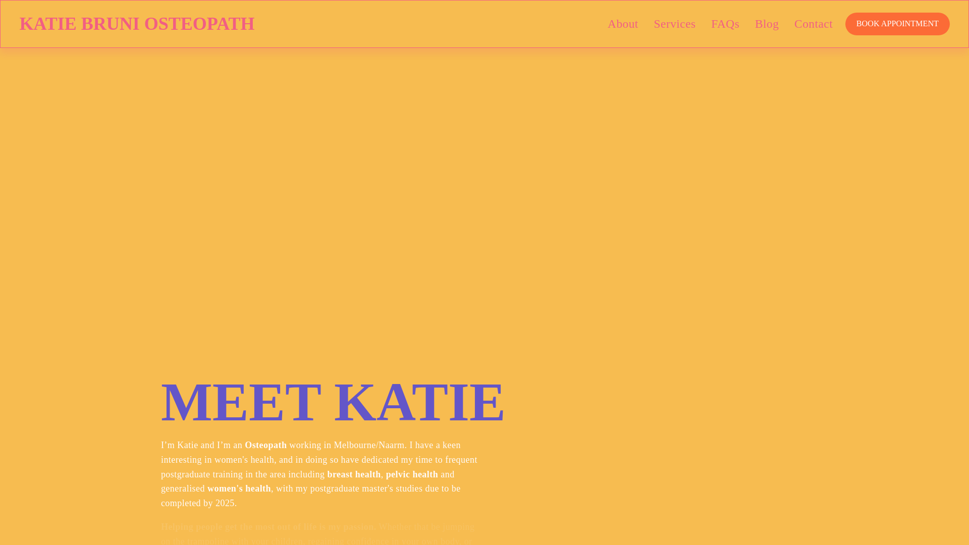 website screenshot of https://katiebruniosteopath.com.au/