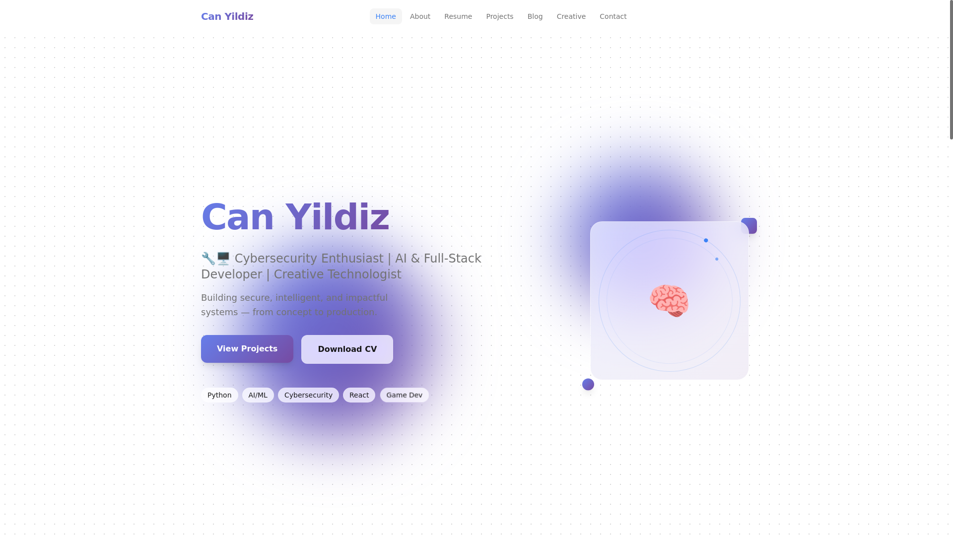 website screenshot of https://canyildiz1386.dev/
