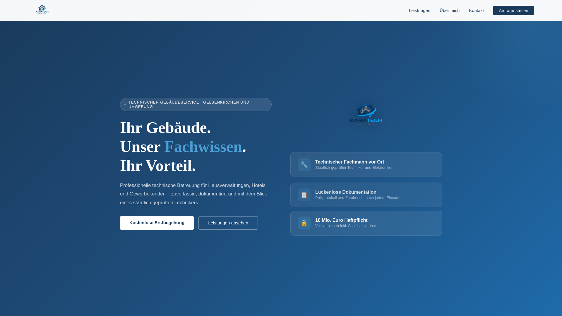 website screenshot of https://karatech-services.de