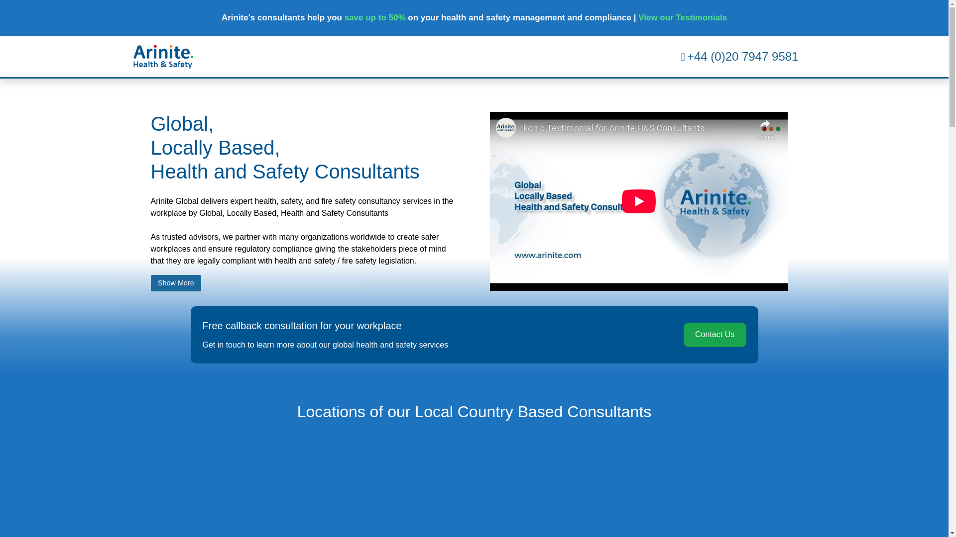 website screenshot of https://arinitesafety.com/