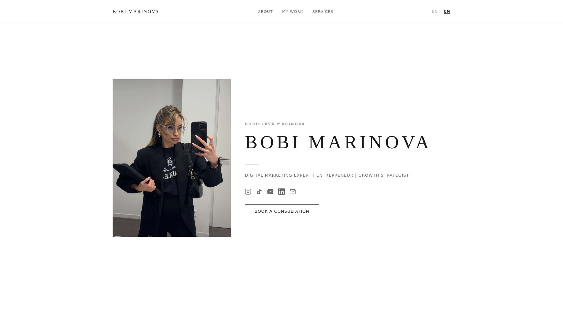 website screenshot of https://bobimarinova.com/
