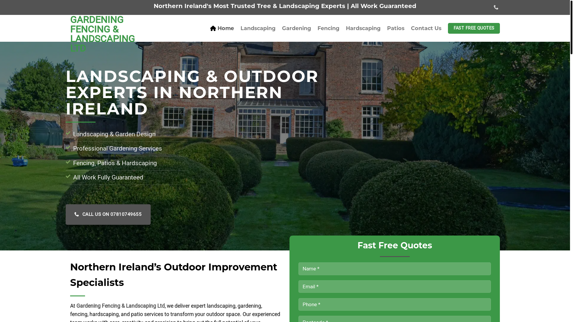 website screenshot of https://gardeningfencingandlandscapingltd.co.uk/