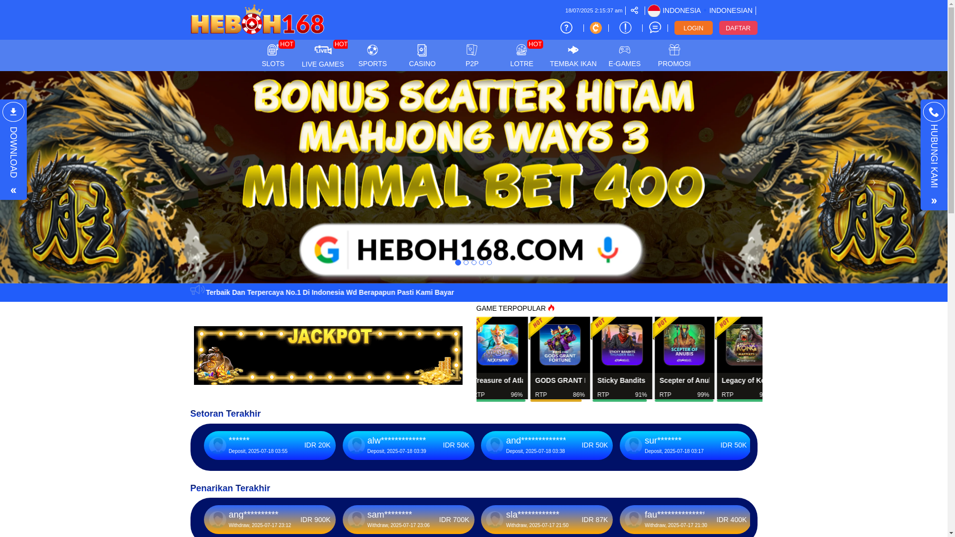website screenshot of https://agen-heboh168.site/