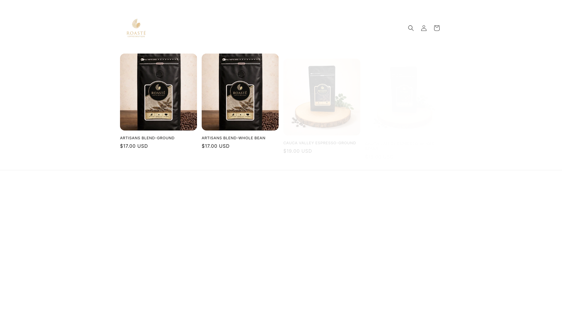 website screenshot of https://roastecoffeeboutique.com/