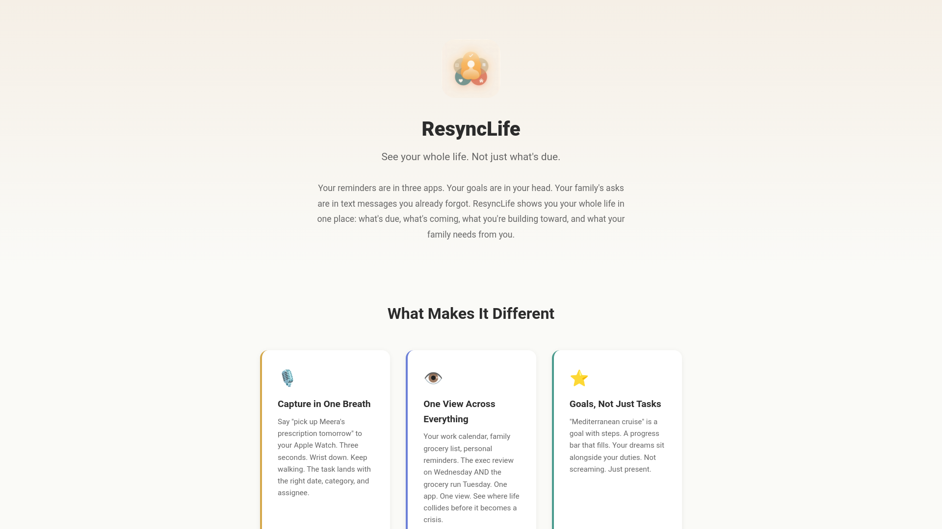website screenshot of https://resynclife.com/