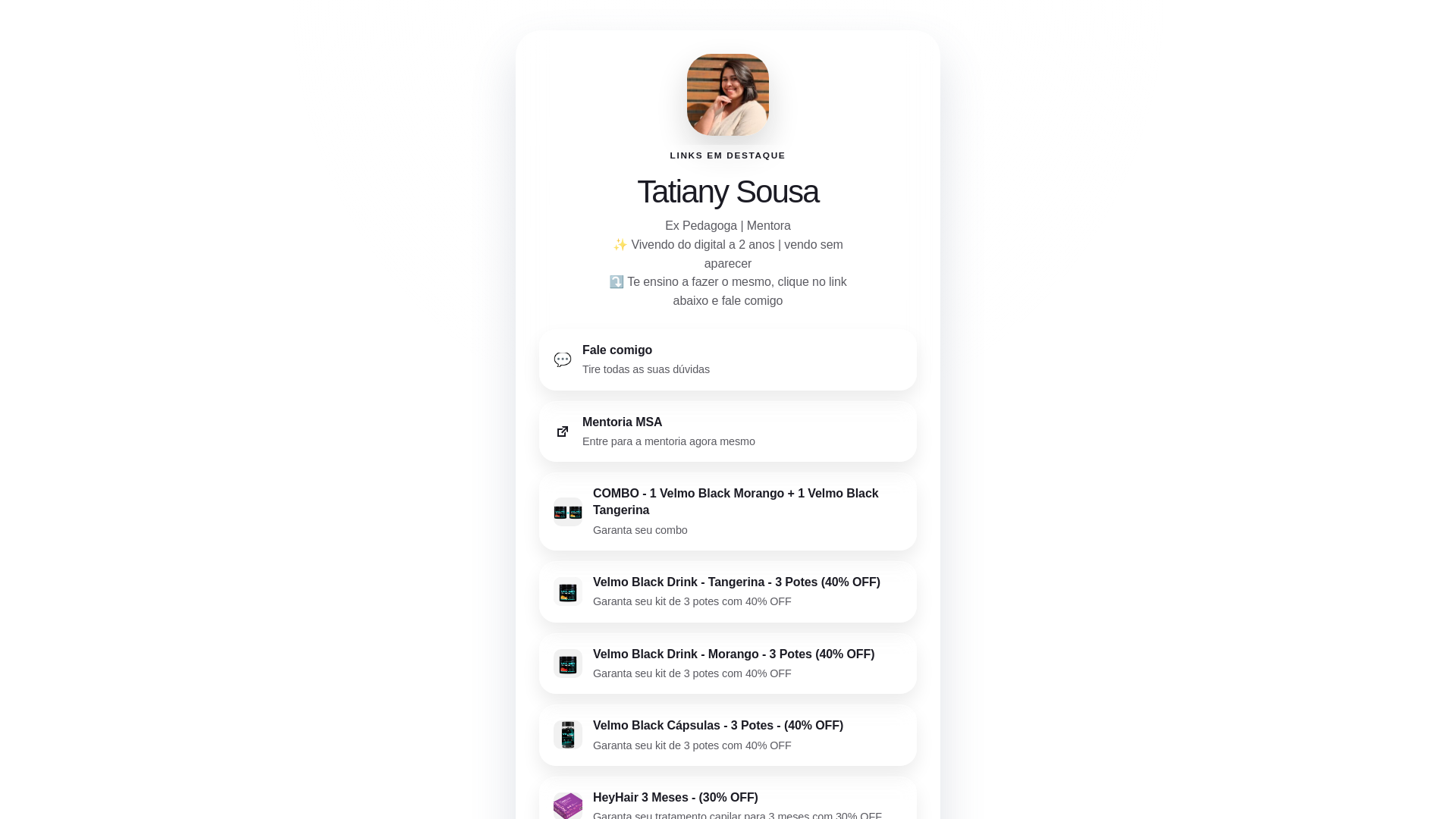website screenshot of https://tatianysousa.com/
