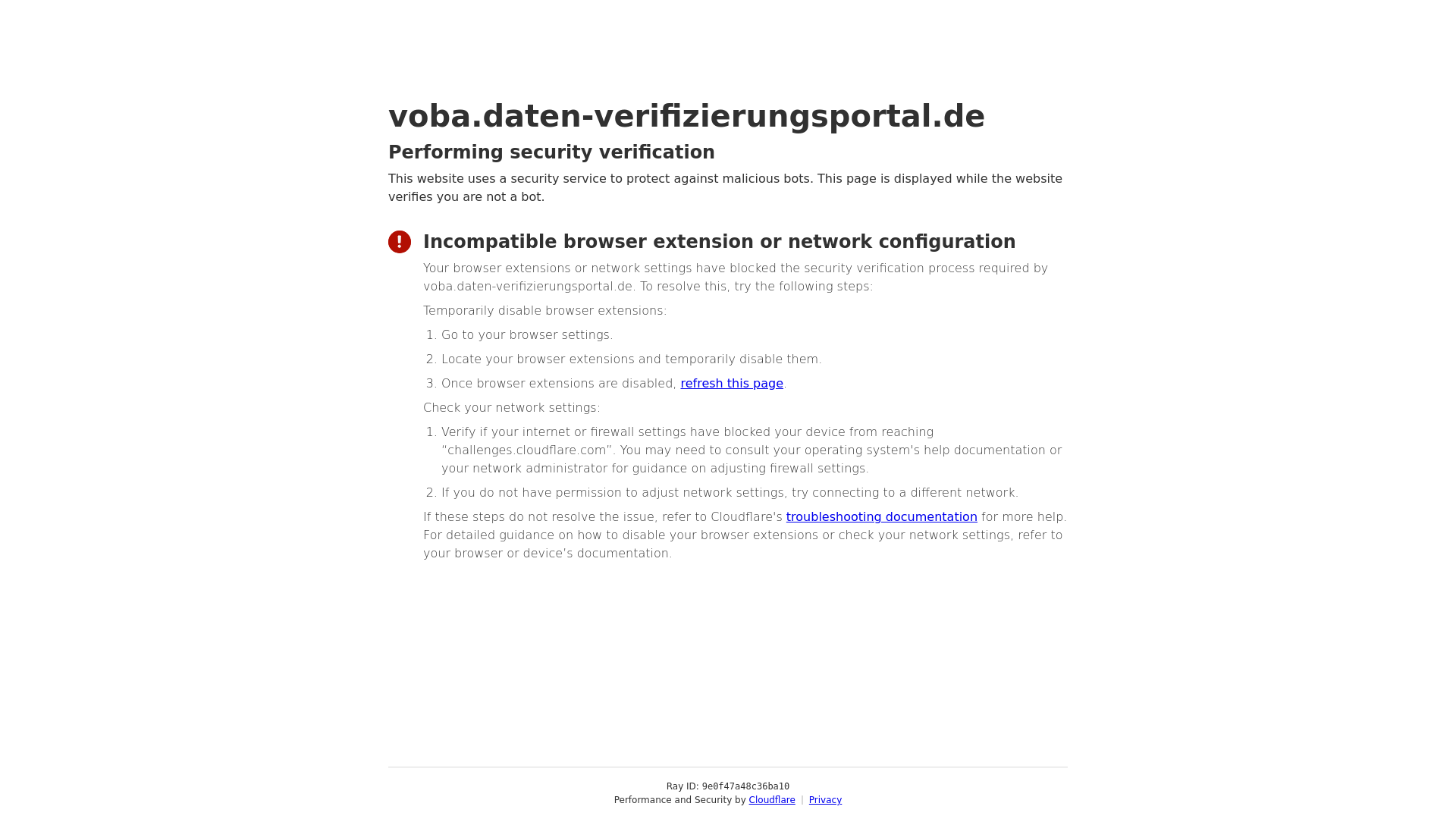 website screenshot of https://voba.daten-verifizierungsportal.de