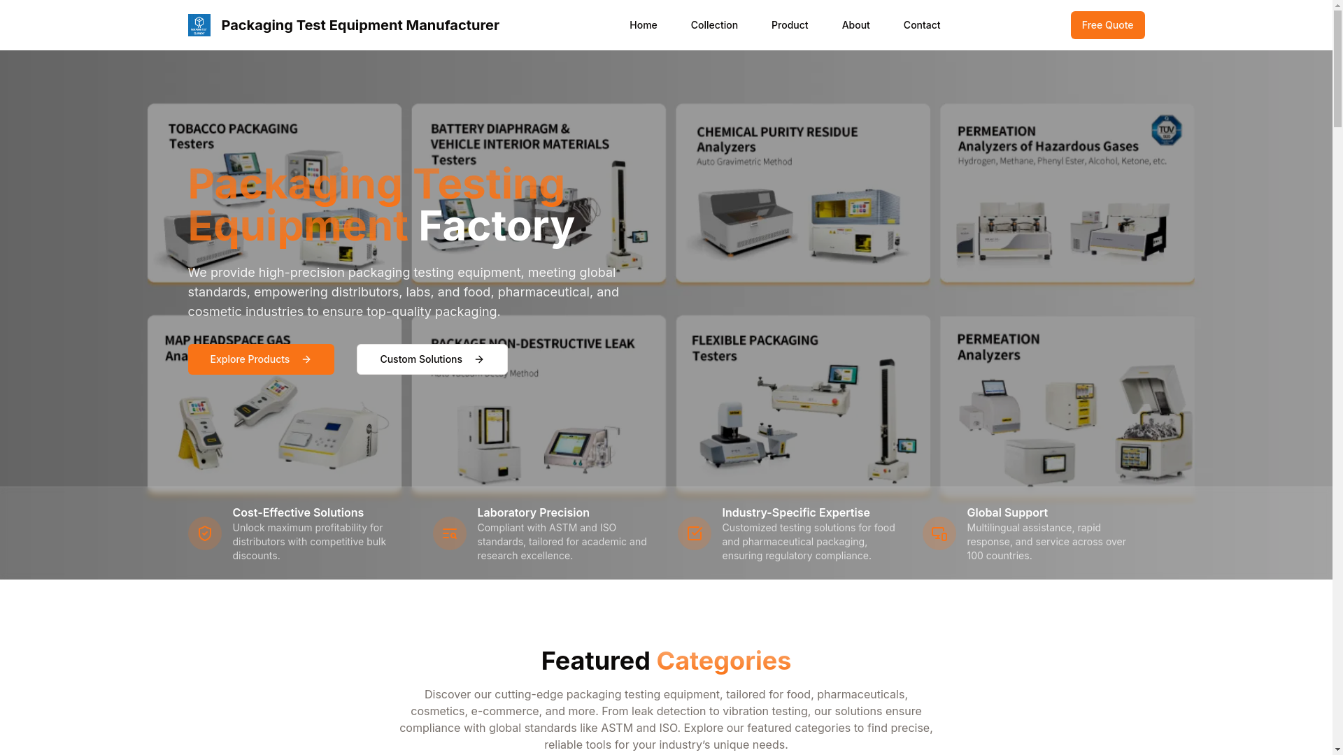 website screenshot of https://packagingtestequipment.pages.dev/