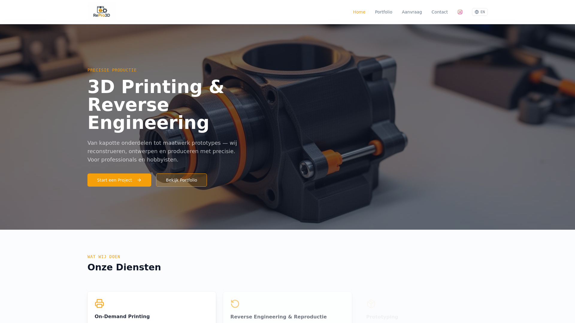 website screenshot of https://repro3d.nl/