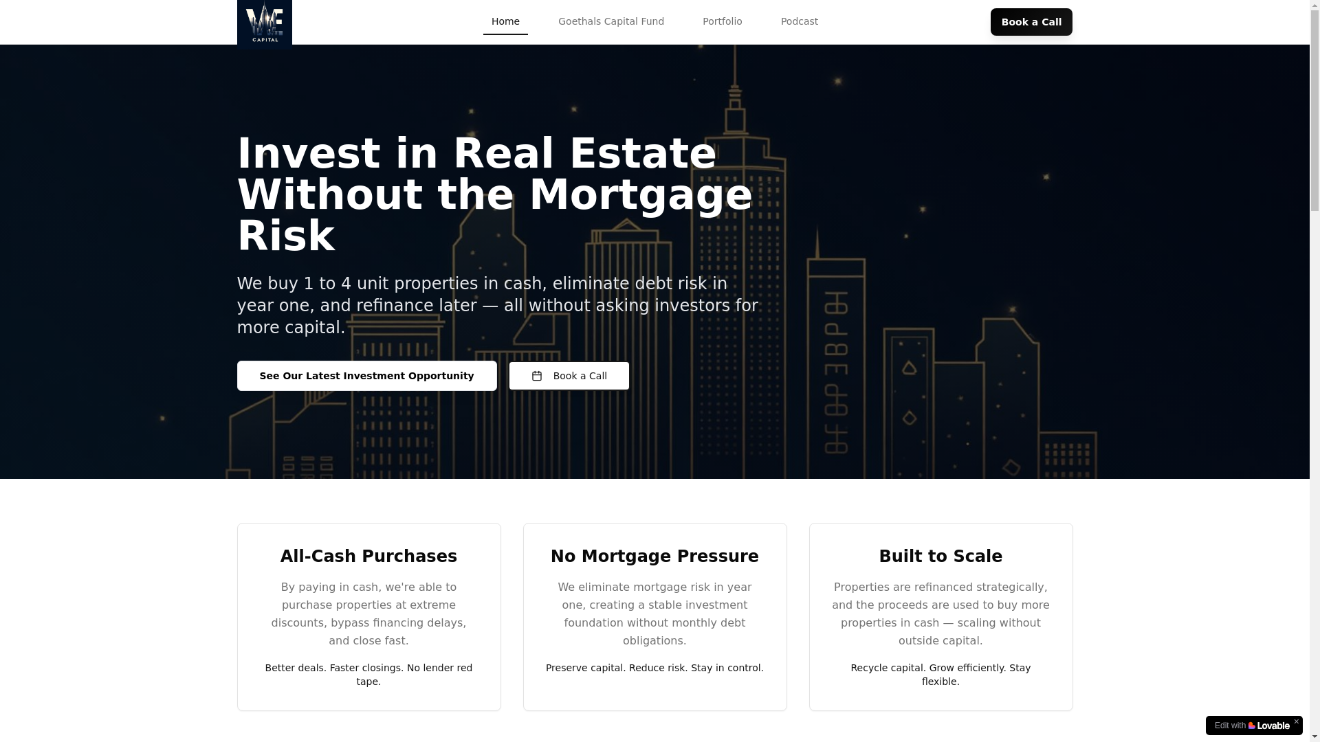 website screenshot of https://goethalscapitalfund.com/