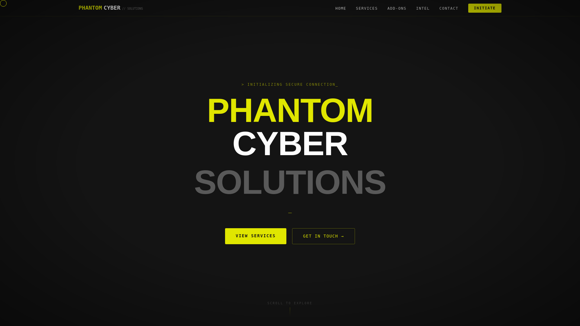 website screenshot of https://phantomcybersolutions.com/
