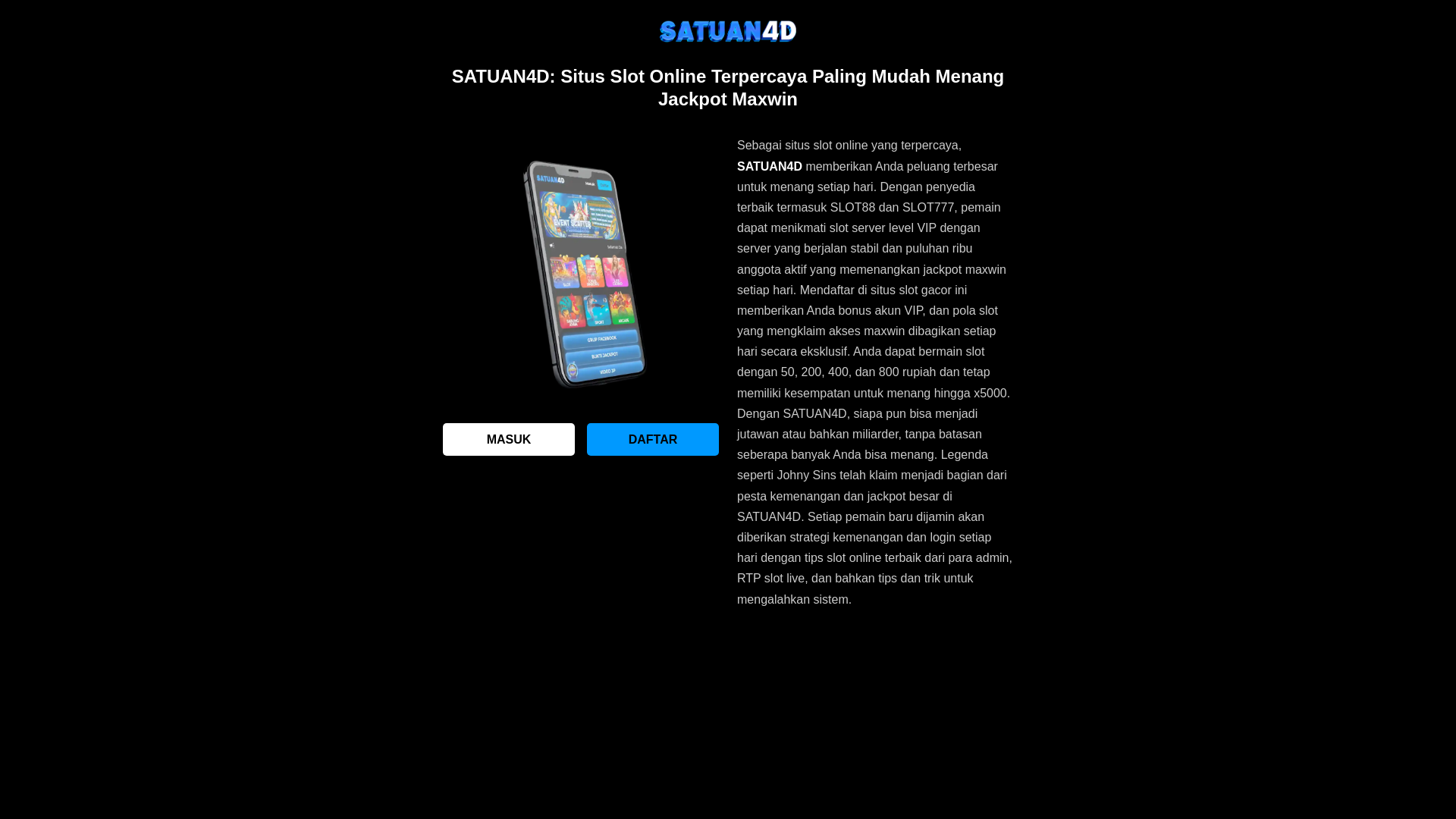website screenshot of https://satuan4d-slot777.pages.dev/