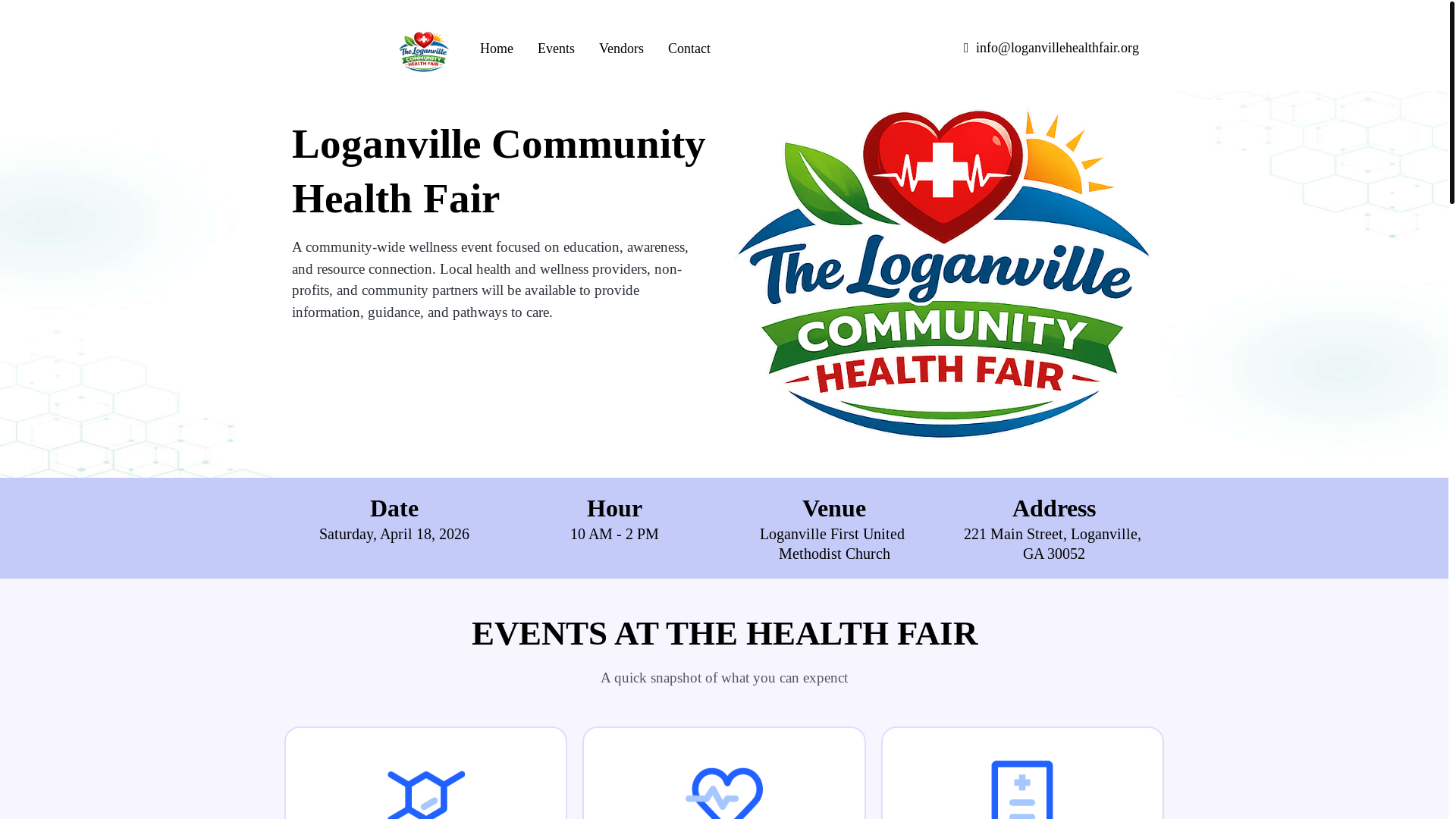 website screenshot of https://loganvillehealthfair.org/