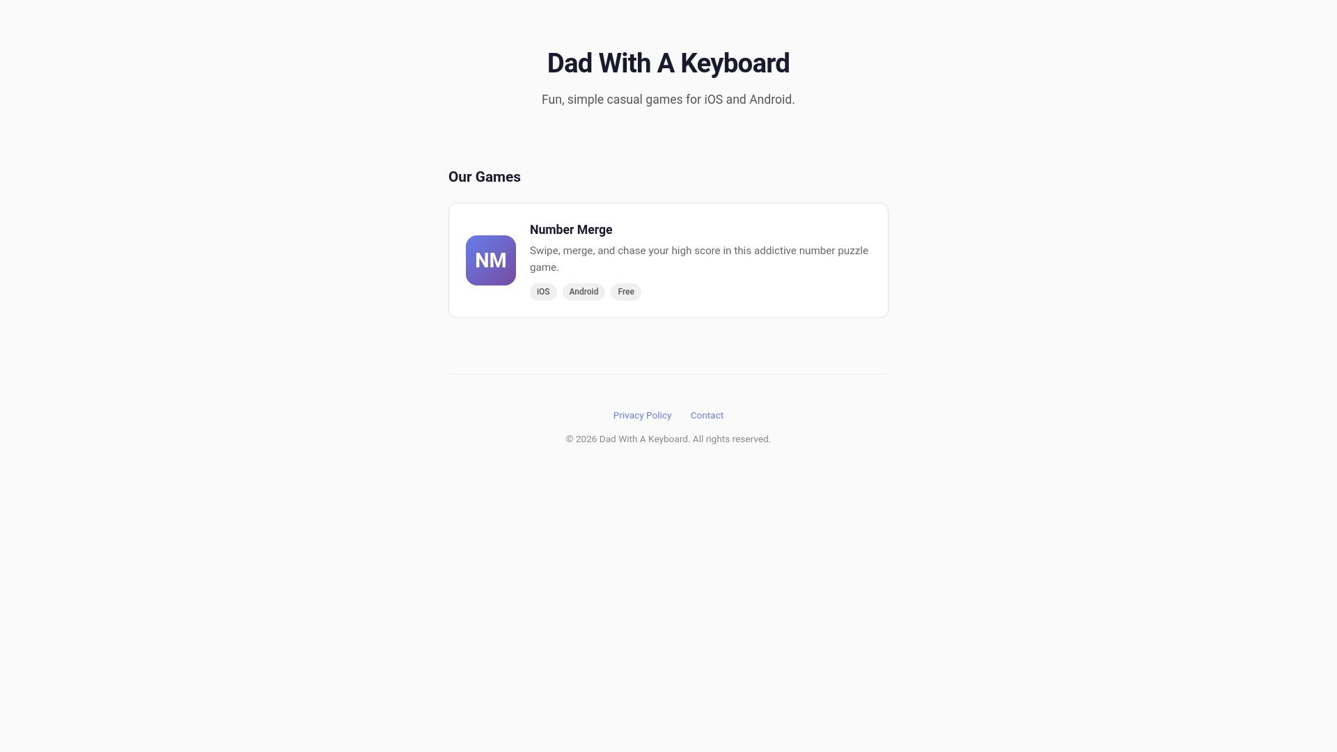 website screenshot of https://dadwithakeyboard.app/